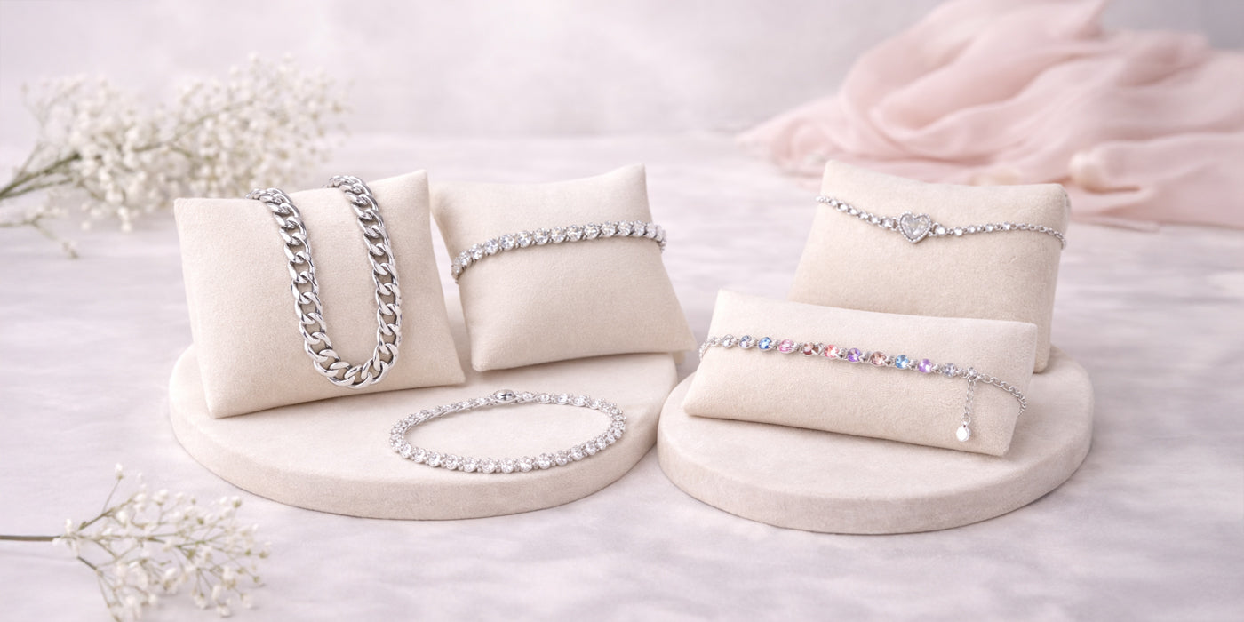 Silberarmbänder aus 925 Sterling Silber mit funkelnden Steinen