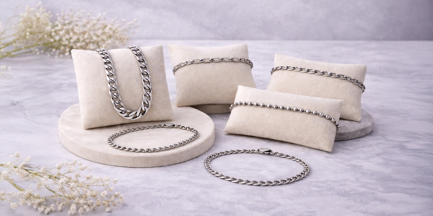 Edelstahl Armketten und Ketten in verschiedenen Designs