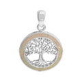 Anhänger -Baum des Lebens- aus 925er Sterling Silber rhodiniert mit synthetischem Opal