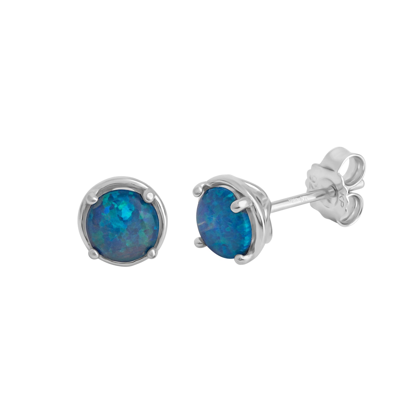 Ohrstecker aus 925 Sterling Silber mit synthetischem Opal - 6mm & 7mm
