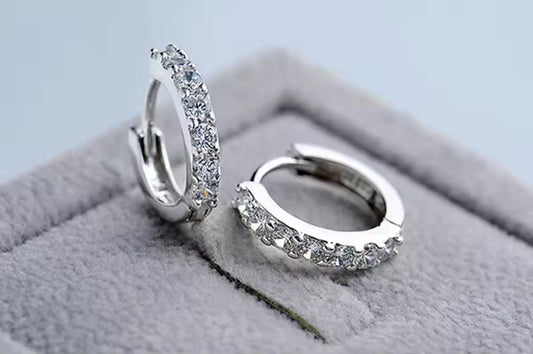 Ohrringe aus 925er Sterling-Silber, Zirkonia Creolen, 1,5cm