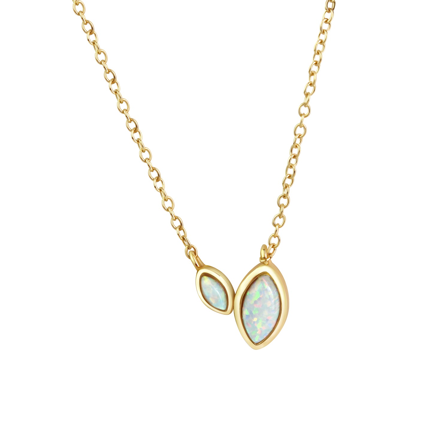 Damen Collier 925 Sterling Silber vergoldet synthetischer Opal - 45cm
