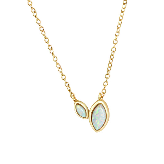 Damen Collier 925 Sterling Silber vergoldet synthetischer Opal - 45cm