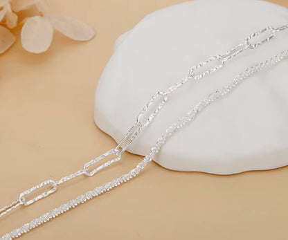 Armband aus 925er-Sterling-Silber, doppellagige Kette, 19cm