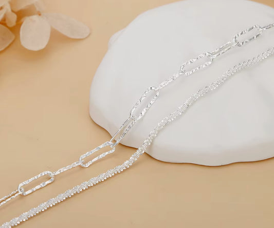 Armband aus 925er-Sterling-Silber, doppellagige Kette, 19cm
