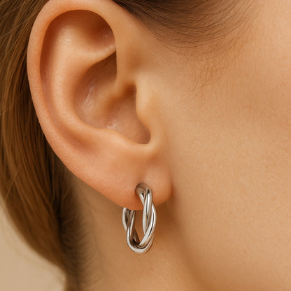 Ohrringe aus 925er Sterling-Silber, gedrehte Creolen, verschiedene Größen