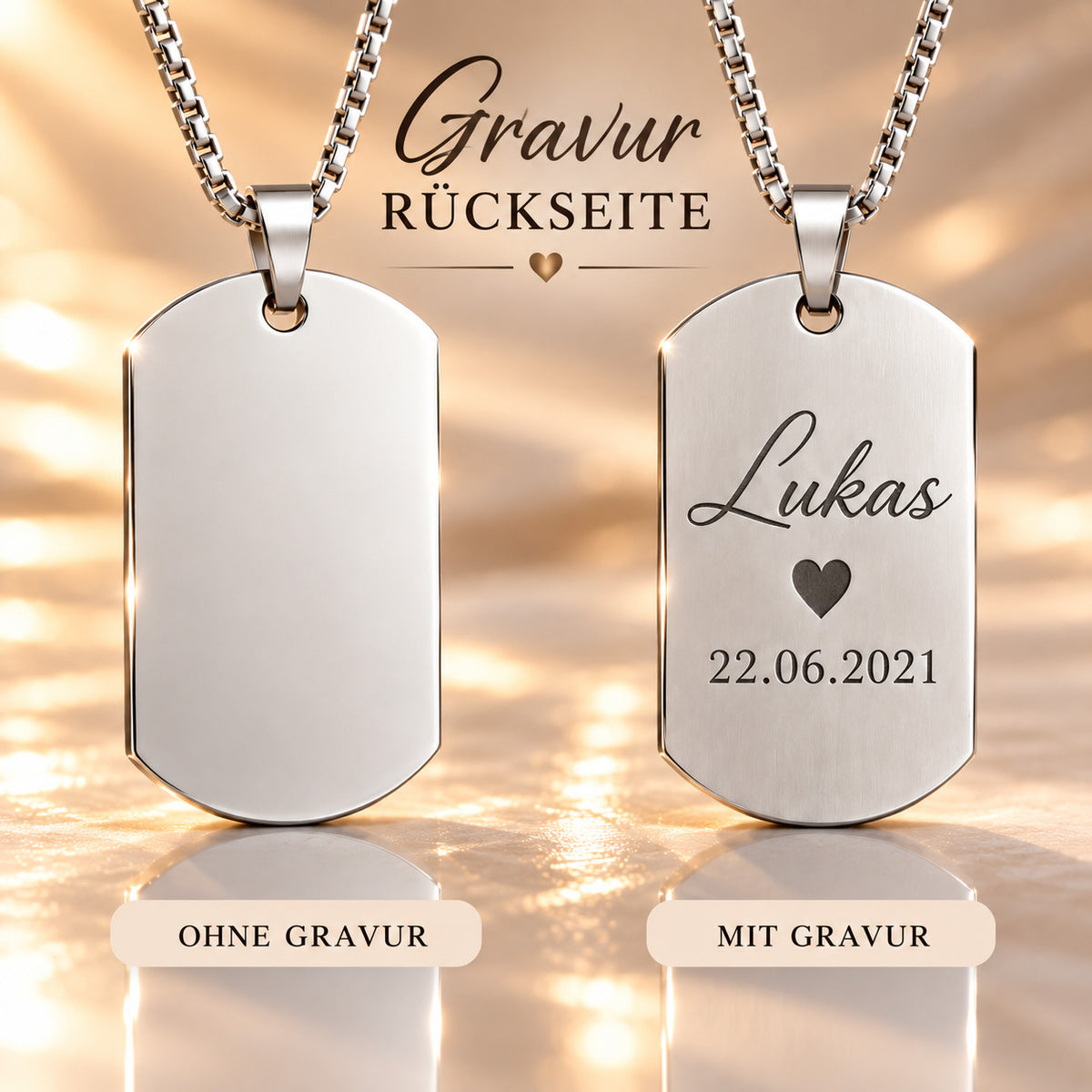 Sternzeichen Anhänger Unisex - Edelstahl Silber gravierbar - optional mit Kette 60cm