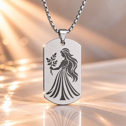 Sternzeichen Anhänger Unisex - Edelstahl Silber gravierbar - optional mit Kette 60cm
