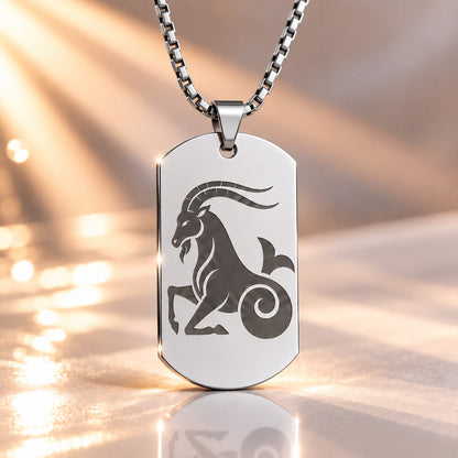 Sternzeichen Anhänger Unisex - Edelstahl Silber gravierbar - optional mit Kette 60cm