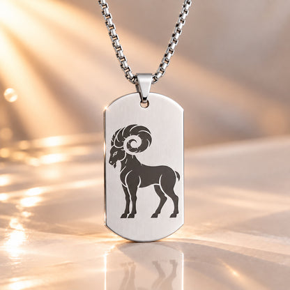 Sternzeichen Anhänger Unisex - Edelstahl Silber gravierbar - optional mit Kette 60cm