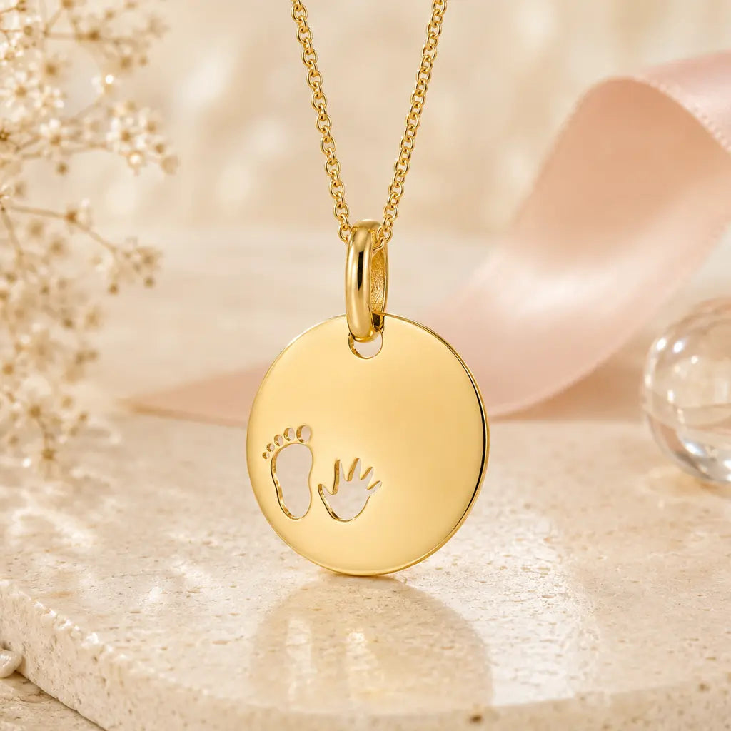 Gravurplatten Anhänger Damen 333 Gelbgold rund personalisiert 12mm - Ohne Kette