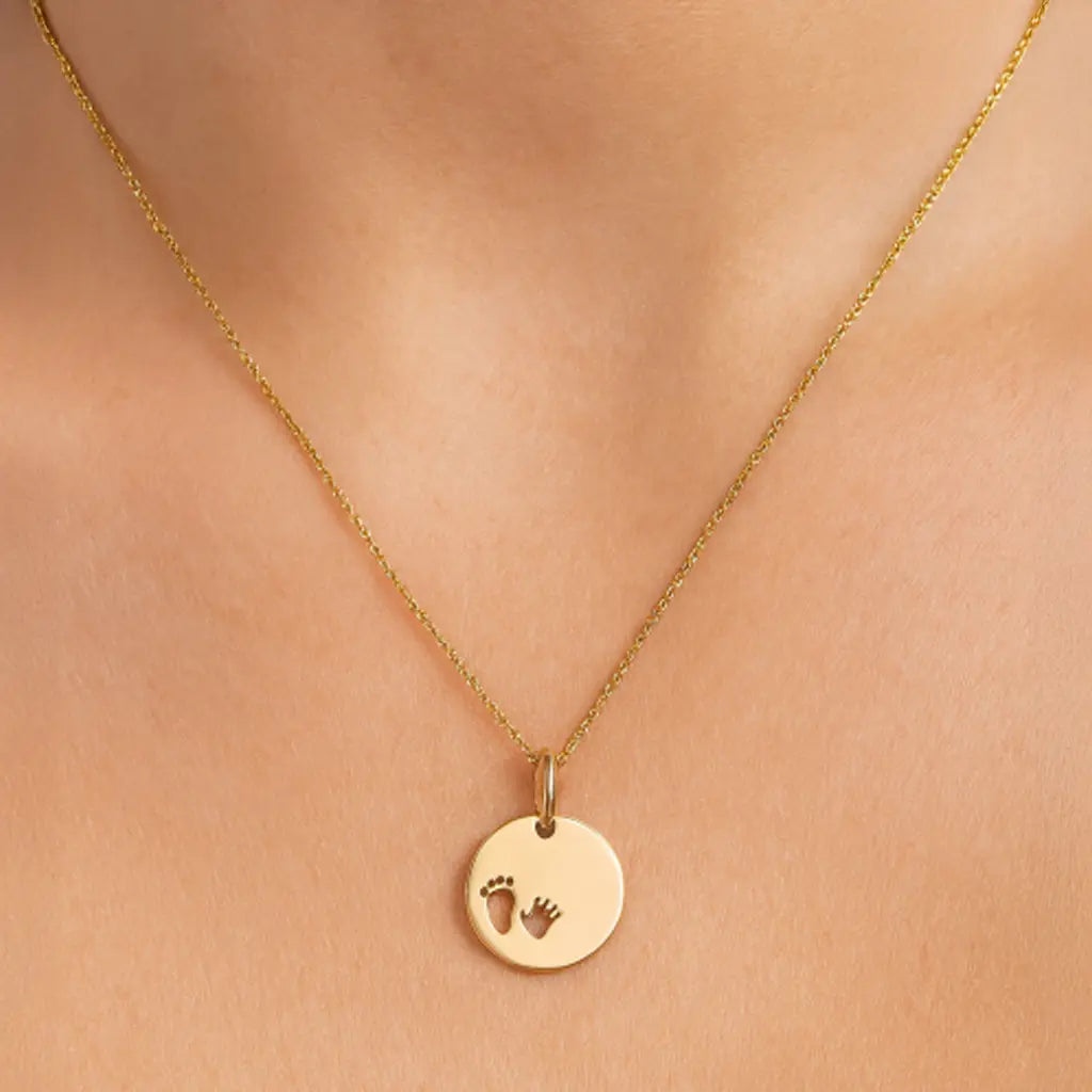 Gravurplatten Anhänger Damen 333 Gelbgold rund personalisiert 12mm - Ohne Kette