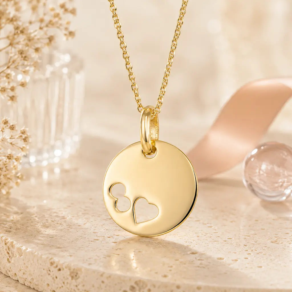 Gravurplatten Anhänger Damen 333 Gelbgold rund personalisiert 12mm - Ohne Kette