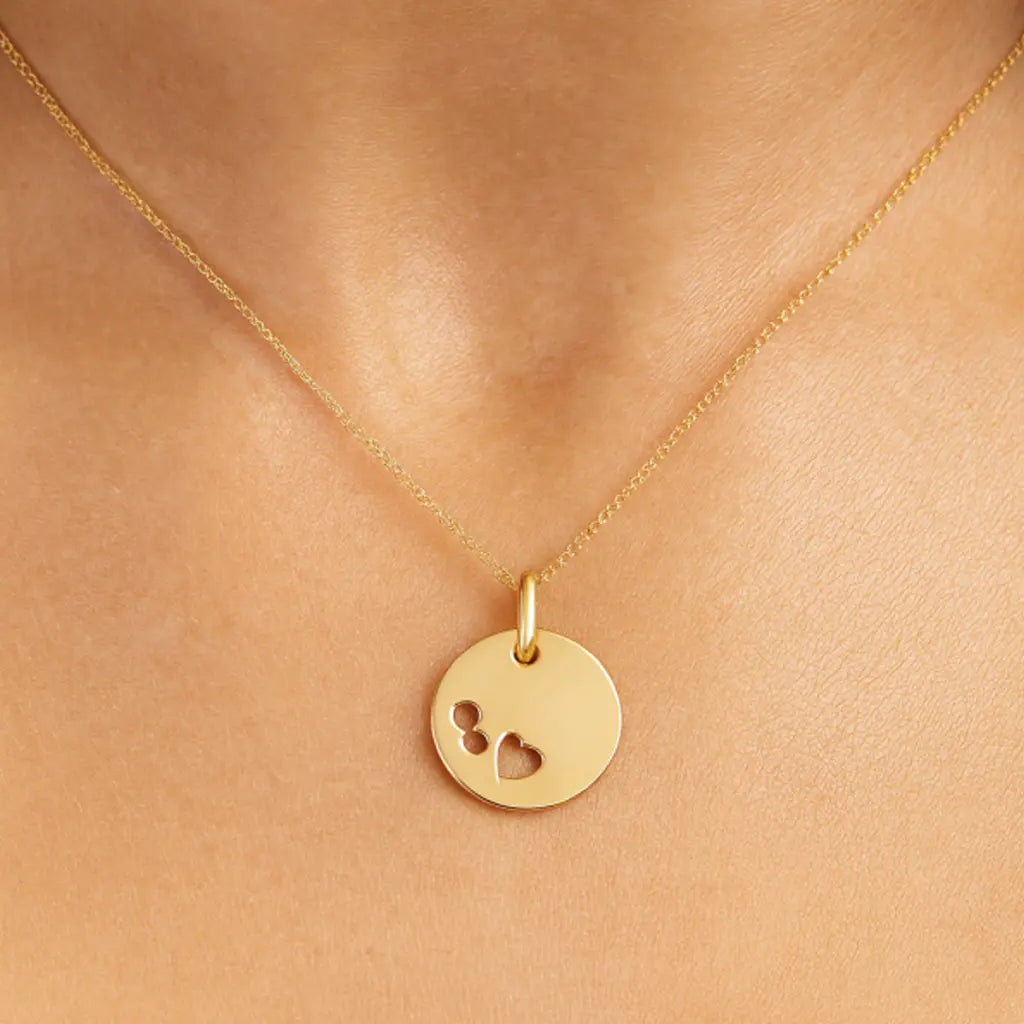 Gravurplatten Anhänger Damen 333 Gelbgold rund personalisiert 12mm - Ohne Kette