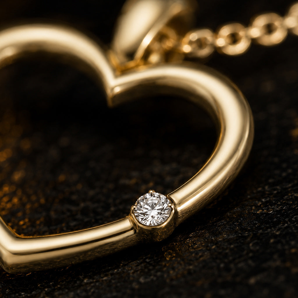 Herzanhänger Damen 333 Gold Gelbgold Diamant Brillant 0,01 ct W/P2 - optional mit Ankerkette 42cm