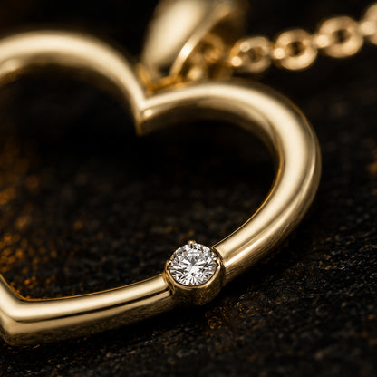 Herzanhänger Damen 333 Gold Gelbgold Diamant Brillant 0,01 ct W/P2 - optional mit Ankerkette 42cm