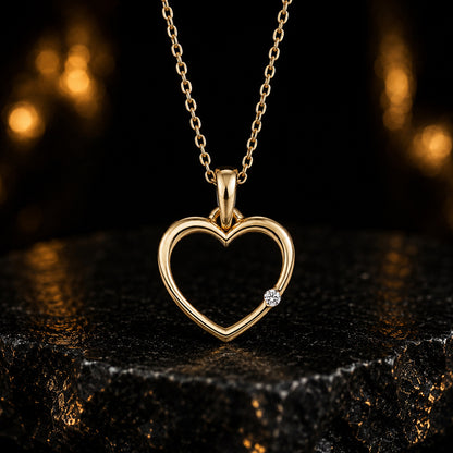 Herzanhänger Damen 333 Gold Gelbgold Diamant Brillant 0,01 ct W/P2 - optional mit Ankerkette 42cm