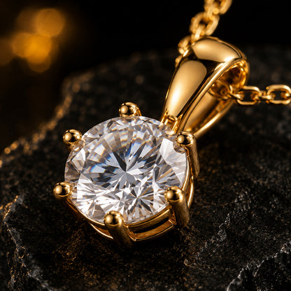 Solitär Anhänger Damen 333 Gelbgold mit Lab-Grown Diamanten Brillanten 0,5 ct TW/VS - optional mit Ankerkette 42cm