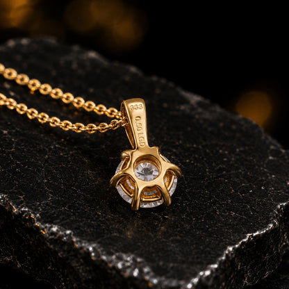 Solitär Anhänger Damen 333 Gelbgold mit Lab-Grown Diamanten Brillanten 0,5 ct TW/VS - optional mit Ankerkette 42cm