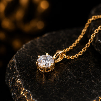Solitär Anhänger Damen 333 Gelbgold mit Lab-Grown Diamanten Brillanten 0,5 ct TW/VS - optional mit Ankerkette 42cm