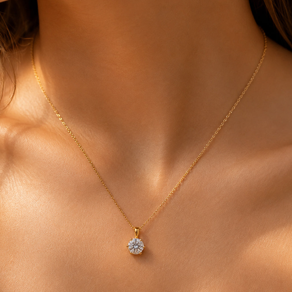 Solitär Anhänger Damen 333 Gelbgold mit Lab-Grown Diamanten Brillanten 0,5 ct TW/VS - optional mit Ankerkette 42cm