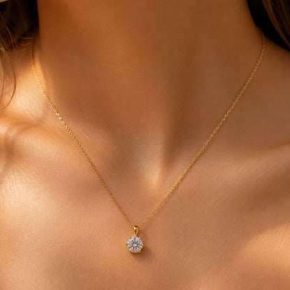 Solitär Anhänger Damen 333 Gelbgold mit Lab-Grown Diamanten Brillanten 0,5 ct TW/VS - optional mit Ankerkette 42cm