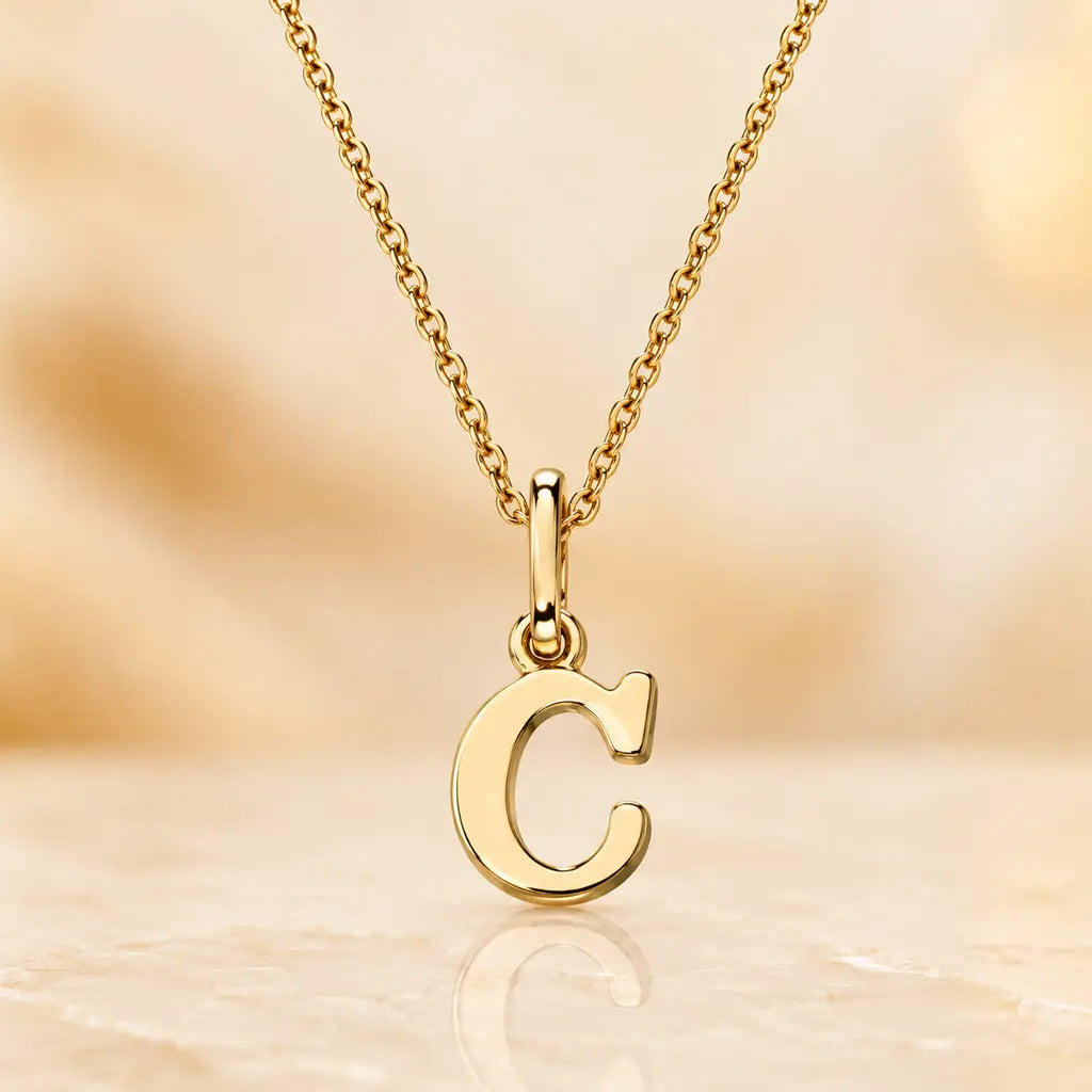Mini Buchstaben Anhänger Damen 333 Gelbgold Initiale 12,5mm - optional mit Kette 42cm