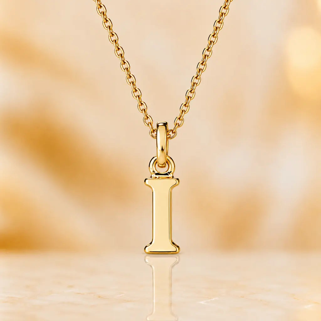 Mini Buchstaben Anhänger Damen 333 Gelbgold Initiale 12,5mm - optional mit Kette 42cm