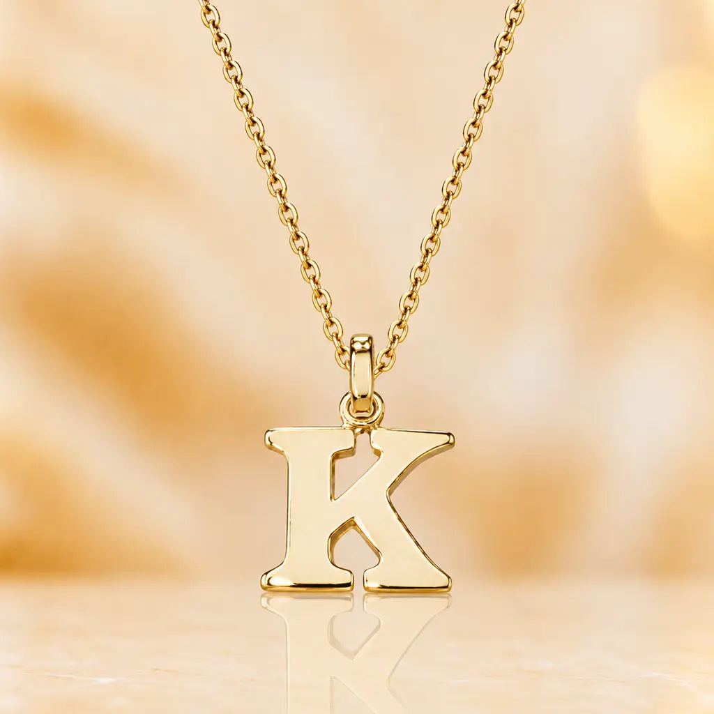 Mini Buchstaben Anhänger Damen 333 Gelbgold Initiale 12,5mm - optional mit Kette 42cm