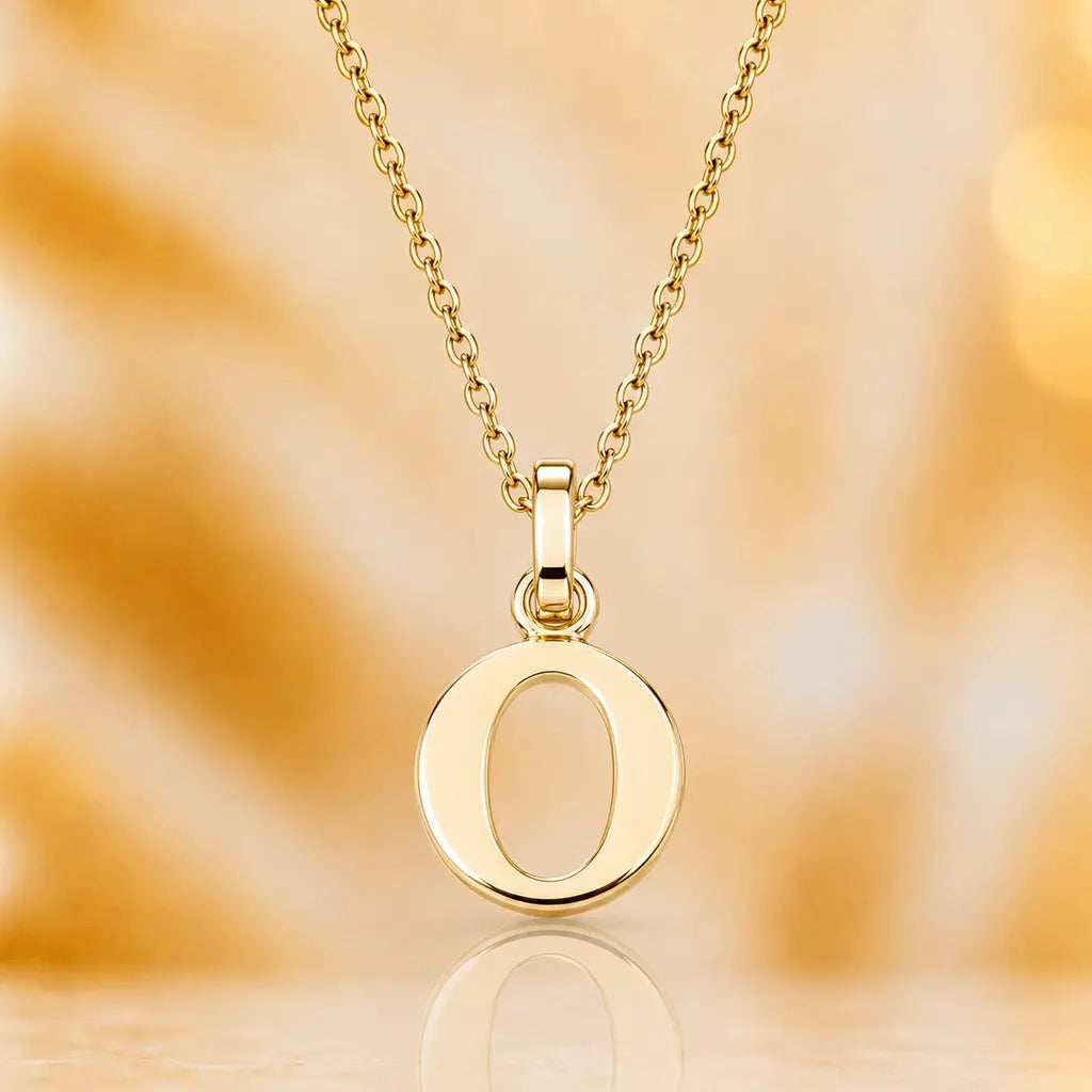 Mini Buchstaben Anhänger Damen 333 Gelbgold Initiale 12,5mm - optional mit Kette 42cm