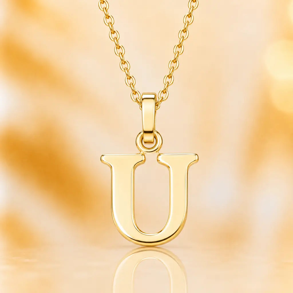 Mini Buchstaben Anhänger Damen 333 Gelbgold Initiale 12,5mm - optional mit Kette 42cm