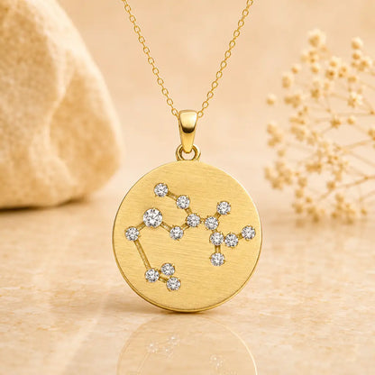 Sternzeichen Anhänger Damen 333 Gelbgold matt Zirkonia Sternbild 16,5mm - optional mit Kette 42cm