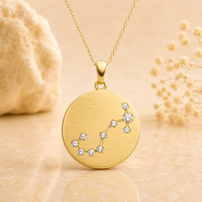 Sternzeichen Anhänger Damen 333 Gelbgold matt Zirkonia Sternbild 16,5mm - optional mit Kette 42cm