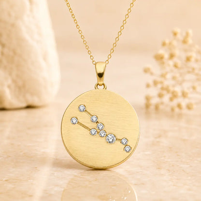 Sternzeichen Anhänger Damen 333 Gelbgold matt Zirkonia Sternbild 16,5mm - optional mit Kette 42cm