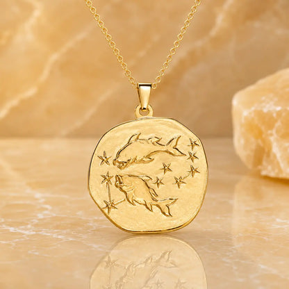 Sternzeichen Anhänger Damen 333 Gelbgold handgearbeitet Vintage Stil 22mm - optional mit Kette 42cm