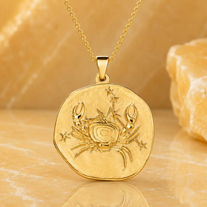 Sternzeichen Anhänger Damen 333 Gelbgold handgearbeitet Vintage Stil 22mm - optional mit Kette 42cm