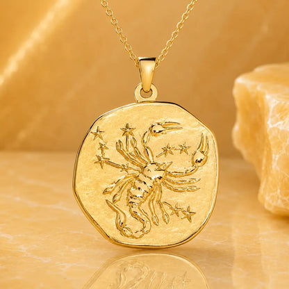Sternzeichen Anhänger Damen 333 Gelbgold handgearbeitet Vintage Stil 22mm - optional mit Kette 42cm