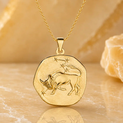 Sternzeichen Anhänger Damen 333 Gelbgold handgearbeitet Vintage Stil 22mm - optional mit Kette 42cm