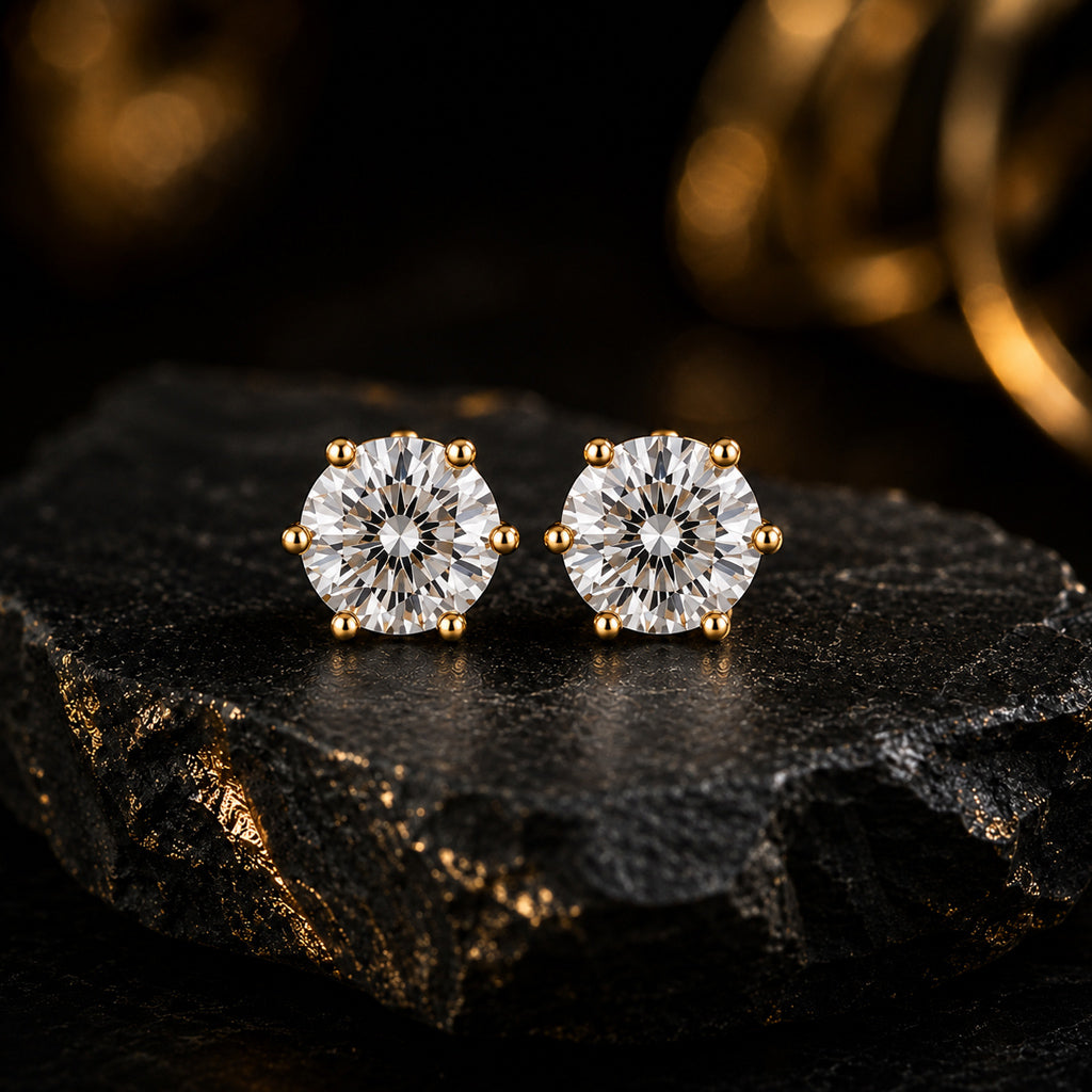 Solitär Ohrstecker Damen 333 Gelbgold mit Lab-Grown Diamanten Brillanten 1,0 ct TW/VS