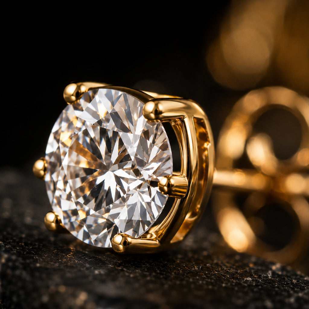 Solitär Ohrstecker Damen 333 Gelbgold mit Lab-Grown Diamanten Brillanten 1,0 ct TW/VS
