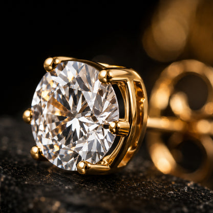 Solitär Ohrstecker Damen 333 Gelbgold mit Lab-Grown Diamanten Brillanten 1,0 ct TW/VS