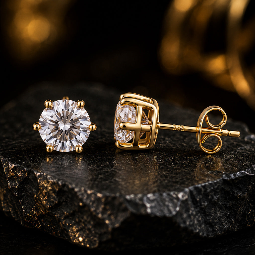 Solitär Ohrstecker Damen 333 Gelbgold mit Lab-Grown Diamanten Brillanten 1,0 ct TW/VS