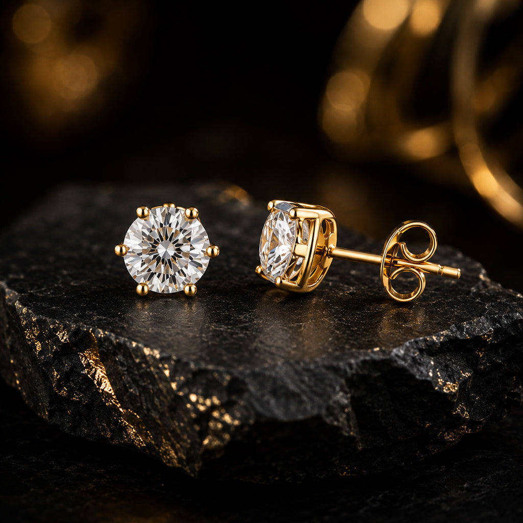 Solitär Ohrstecker Damen 333 Gelbgold mit Lab-Grown Diamanten Brillanten 1,0 ct TW/VS
