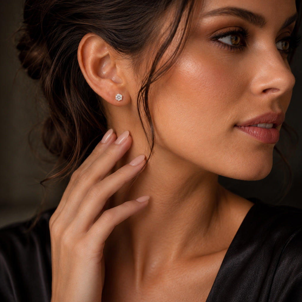 Solitär Ohrstecker Damen 333 Gelbgold mit Lab-Grown Diamanten Brillanten 1,0 ct TW/VS
