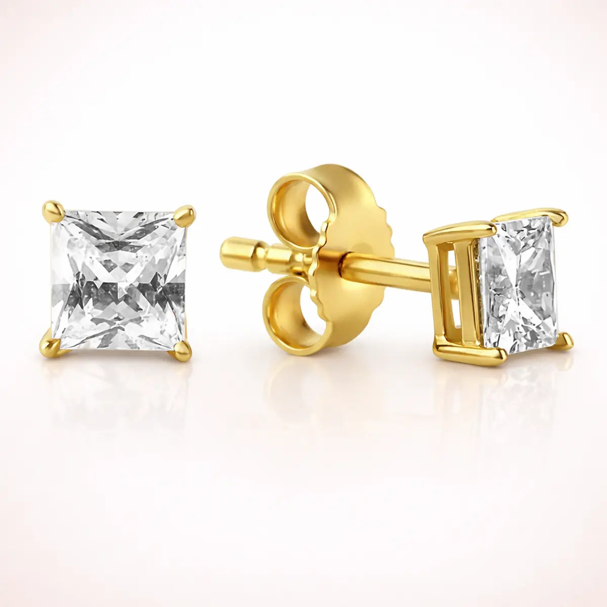 Damen Ohrstecker 333 Gold Zirkonia quadratisch - verschiedene Größen
