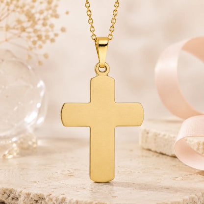 Kreuz Lebensbaum Anhänger Damen 333 Gold - gravierbar mit optionaler Ankerkette 42cm