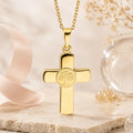 Kreuz Lebensbaum Anhänger Damen 333 Gold - gravierbar mit optionaler Ankerkette 42cm