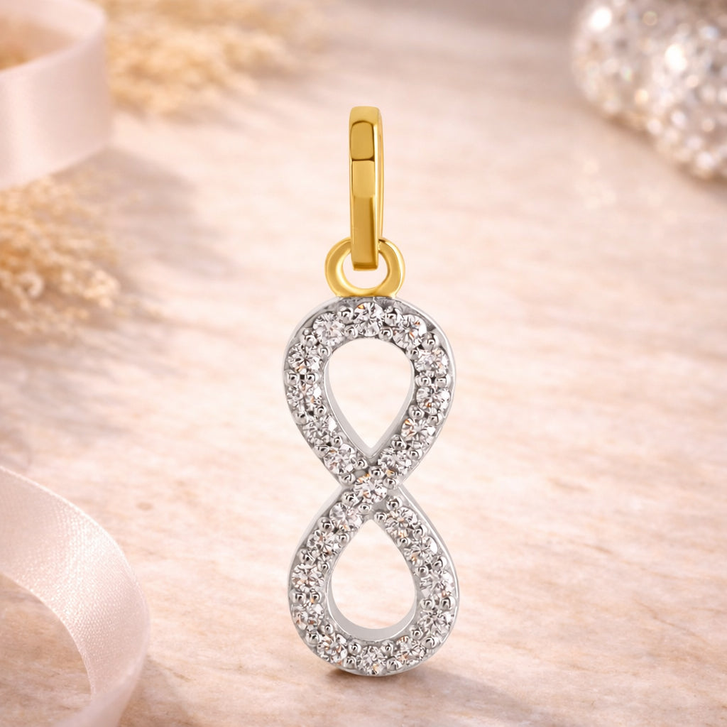 Damen Infinity Anhänger 333 Gold Bicolor mit 23 Zirkonia - 2,1cm