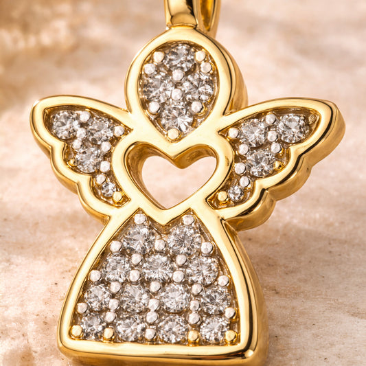 Anhänger aus 333er Gelbgold mit 23 Zirkonia - optional mit 45cm Ankerkette
