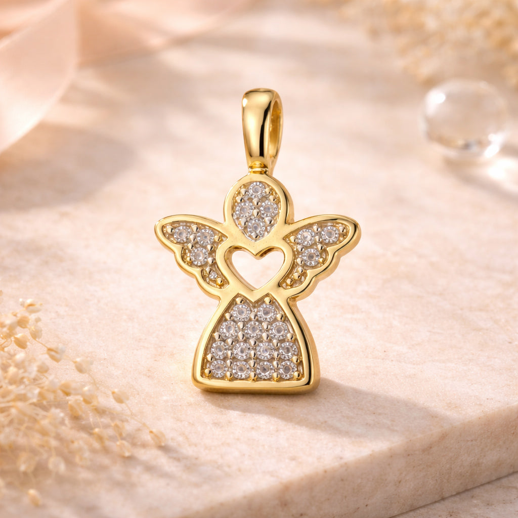 Anhänger aus 333er Gelbgold mit 23 Zirkonia - optional mit 45cm Ankerkette